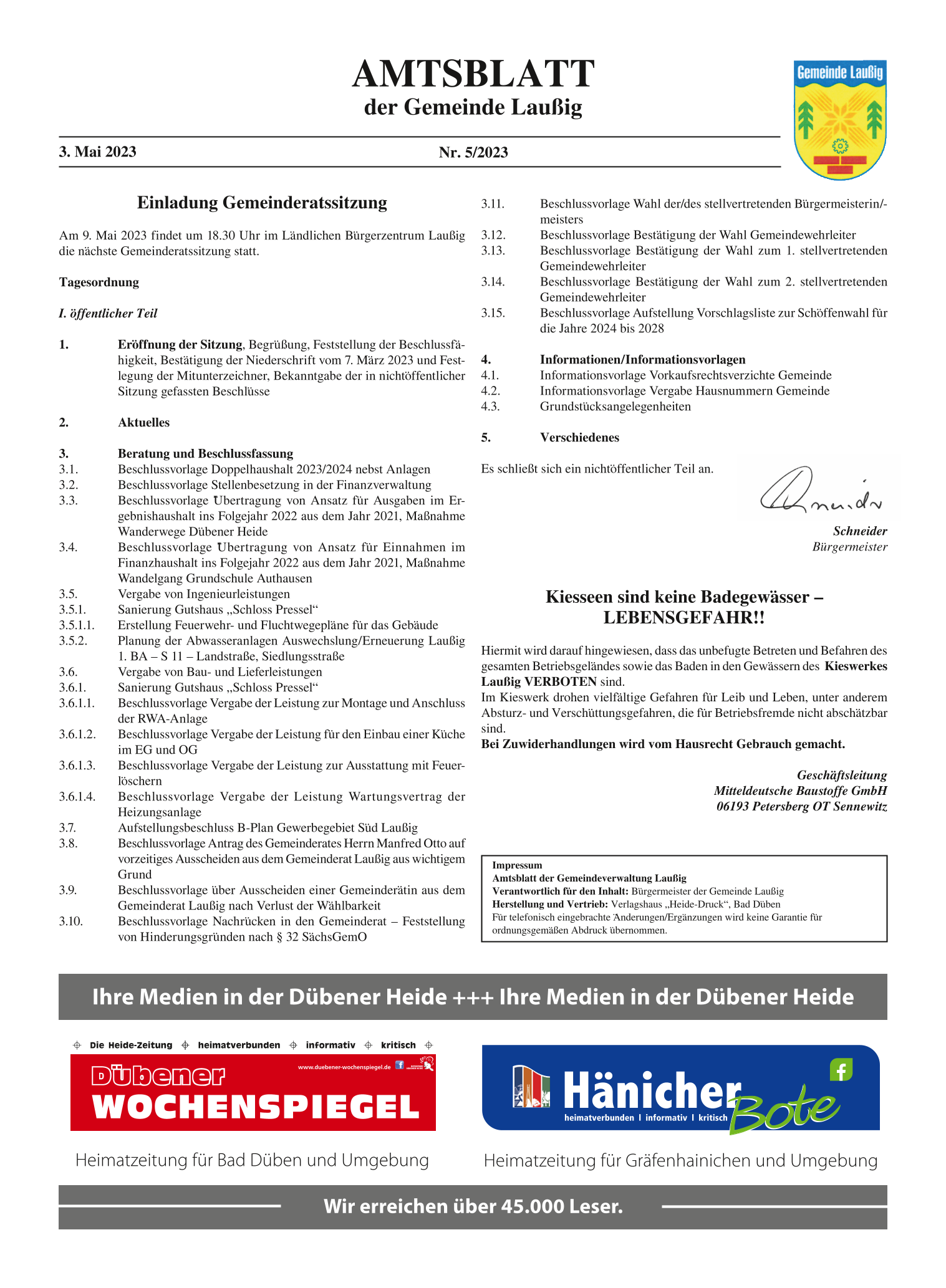 Amtsblatt Nr. 05/2023 vom 03.05.2023